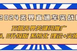 （10075期）2024无界直通车实战班，万相无界关键词推广，4.0升级版 系统化 理论+实操