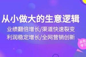 （10438期）从小做大生意逻辑：业绩翻倍增长/渠道快速裂变/利润稳定增长/全网营销创新