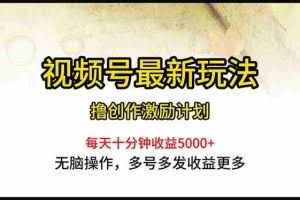 （10591期）视频号最新玩法，每日一小时月入5000+