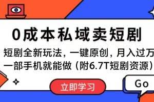 (11118期)短剧最新玩法,0成本私域卖短剧,会复制粘贴即可月入过万,一部手机即…