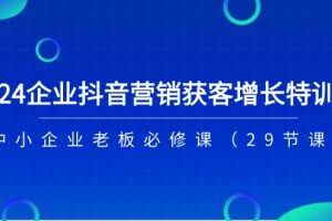 （11349期）2024企业抖音-营销获客增长特训营，中小企业老板必修课（29节课）