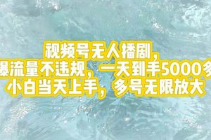 (12166期)视频号无人播剧,拉爆流量不违规,一天到手5000多,小白当天上手,多号…