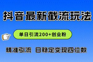 (12197期)2024年抖音评论区最新截流玩法,日引200+创业粉,日稳定变现四位数实操…