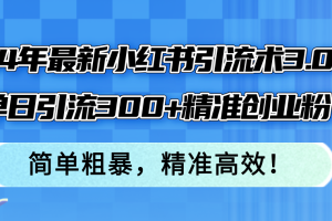 (12215期)24年最新小红书引流术3.0,单日引流300+精准创业粉,简单粗暴,精准高效!