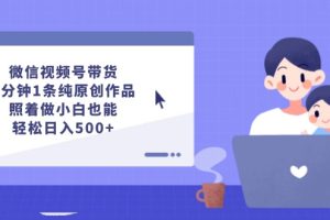 (12218期)微信视频号带货,5分钟1条纯原创作品,照着做小白也能轻松日入500+