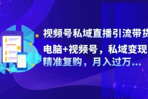 (12249期)视频号私域直播引流带货:电脑+视频号,私域变现,精准复购,月入过万…