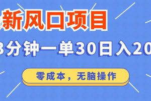 (12272期)最新风口项目操作,3分钟一单30。日入2000左右,零成本,无脑操作。