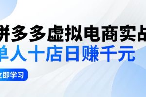 (12326期)拼多多虚拟电商实战:单人10店日赚千元,深耕老项目,稳定盈利不求风口
