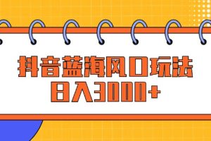(12518期)抖音蓝海风口玩法,日入3000+