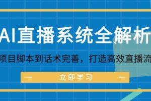 (12509期)AI直播系统全解析:从项目脚本到话术完善,打造高效直播流程