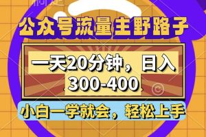 (12866期)公众号流量主野路子玩法,一天20分钟,日入300~400,小白一学就会