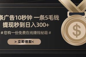 (13214期)一条广告十秒钟 一条五毛钱 日入300+ 小白也能上手