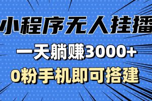 (13209期)抖音小程序无人挂播,一天躺赚3000+,0粉手机可搭建,不违规不限流,小…