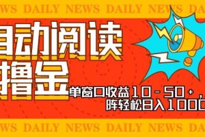 (13189期)全自动阅读撸金,单窗口收益10-50+,可批量矩阵轻松日入1000+,新手小…