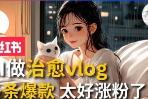 (13172期)AI治愈系vlog动画视频,小红书1个月轻松涨粉破万,商单报价1500+日入2000+