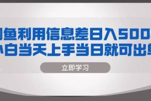 (13170期)闲鱼利用信息差 日入500+ 小白当天上手 当日就可出单