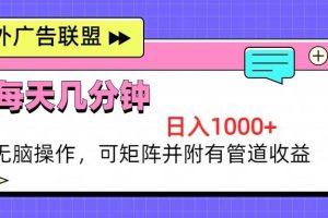 (13151期)海外广告联盟,每天几分钟日入1000+无脑操作,可矩阵并附有管道收益