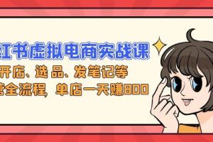(13110期)小红书虚拟电商实战课:开店、选品、发笔记等运营全流程,单店一天赚800