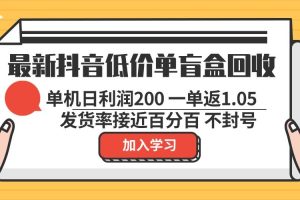 (13092期)最新抖音低价单盲盒回收 一单1.05 单机日利润200 纯绿色不封号
