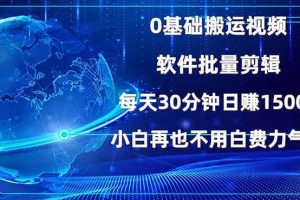 (13936期)0基础搬运视频,批量剪辑,每天30分钟日赚1500+,小白再也不用白费…