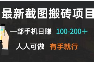 (13920期)最新截图搬砖项目,一部手机日赚100-200+ 人人可做,有手就行