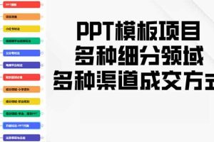 (13942期)PPT模板项目,多种细分领域,多种渠道成交方式,实操教学