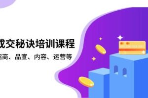 (13908期)批量成交秘诀培训课程,策划、招商、品宣、内容、运营等