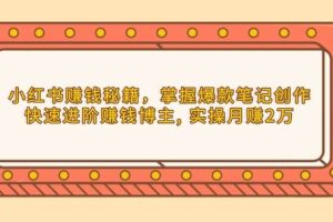 (13889期)小红书赚钱秘籍,掌握爆款笔记创作,快速进阶赚钱博主, 实操月赚2万
