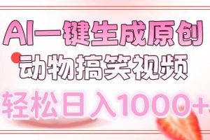 (13884期)AI一键生成原创动物搞笑视频,轻松日入1000+