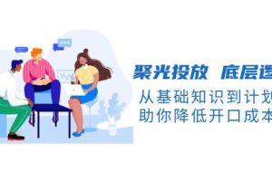 (13844期)聚光投放 底层逻辑课,从基础知识到计划搭建,助你降低开口成本十倍