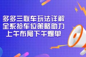 (13828期)多多三联车玩法详解,全系抢车位策略助力,上午布局下午爆单