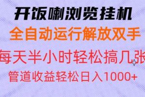 (13655期)开饭喇浏览挂机全自动运行解放双手每天半小时轻松搞几张管道收益日入1000+
