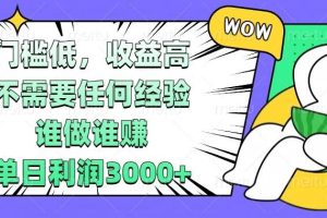 (13651期) 门槛低,收益高,不需要任何经验,谁做谁赚,单日利润3000+
