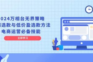 (13633期)2024万相台无界策略,店铺选款与低价盈选款方法,电商运营必备技能