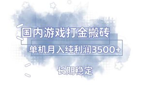 (13584期)国内游戏打金搬砖,长期稳定,单机纯利润3500+多开多得