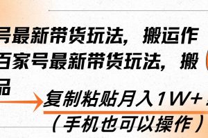 (13580期)百家号最新带货玩法,搬运作品,复制粘贴月入1W+!(手机也可以操作)