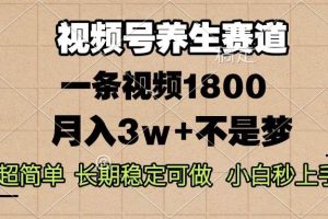 (13564期)视频号养生赛道,一条视频1800,超简单,长期稳定可做,月入3w+不是梦