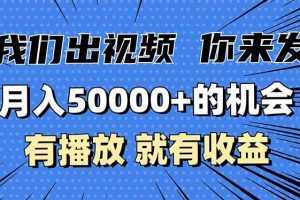 (13516期)月入5万+的机会,我们出视频你来发,有播放就有收益,0基础都能做!