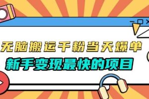 (13542期)无脑搬运千粉当天必爆,免费带模板,新手变现最快的项目,没有之一