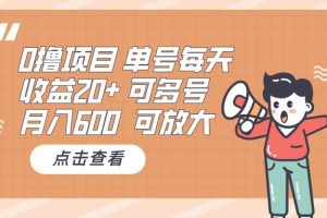 (13510期)0撸项目:单号每天收益20+,月入600 可多号,可批量