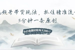 (13492期)视频号带货玩法,抓住精准流量,5分钟一条原创,小白也能轻松每天500+!