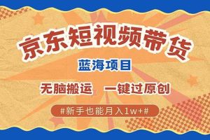 (13349期)最新京东短视频蓝海带货项目,无需剪辑无脑搬运,一键过原创,有手就能…