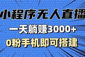 (13326期)抖音小程序无人直播,一天躺赚3000+,0粉手机可搭建,不违规不限流,小…