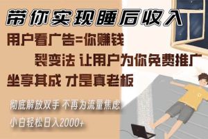(13315期)带你实现睡后收入 裂变法让用户为你免费推广 不再为流量焦虑 小白轻松…