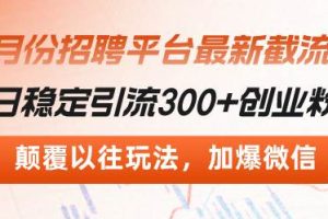 (13309期)招聘平台最新截流术,日稳定引流300+创业粉,颠覆以往玩法 加爆微信