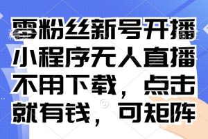 (13302期)零粉丝新号开播 小程序无人直播,不用下载点击就有钱可矩阵