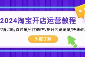 (13300期)2024淘宝开店运营教程:店铺诊断/直通车/引力魔方/提升店铺销量/快速盈利