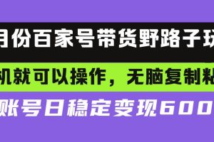 (13281期)百家号带货野路子玩法 手机就可以操作,无脑复制粘贴 单账号日稳定变现…