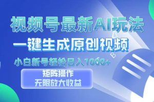 (13277期)视频号最新AI万法,一键生成原创视频,小白新号也能轻松日入100+