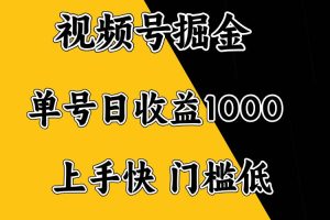 (14183期)视频号掘金,单号日收益1000+,门槛低,容易上手。